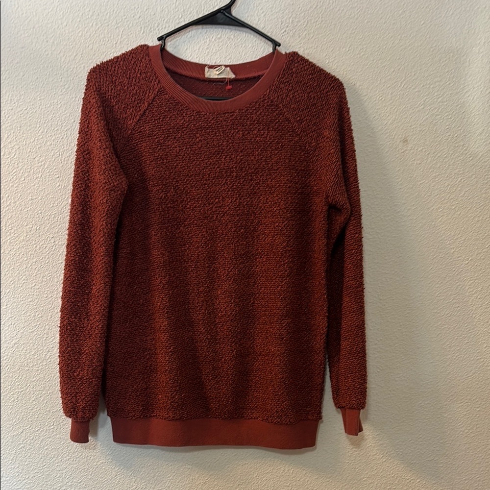 Coverstitched Crew Neck Sweater with Relaxed Fit